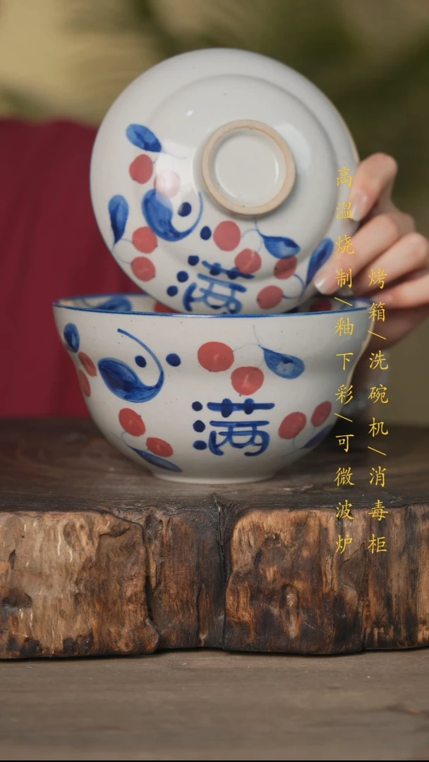 碗景德镇高温釉下彩可微波烤箱洗碗机