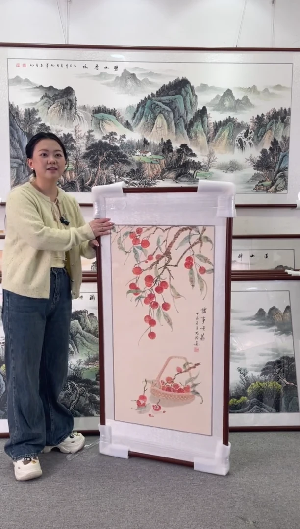 国画诸事顺利130*62手绘国画