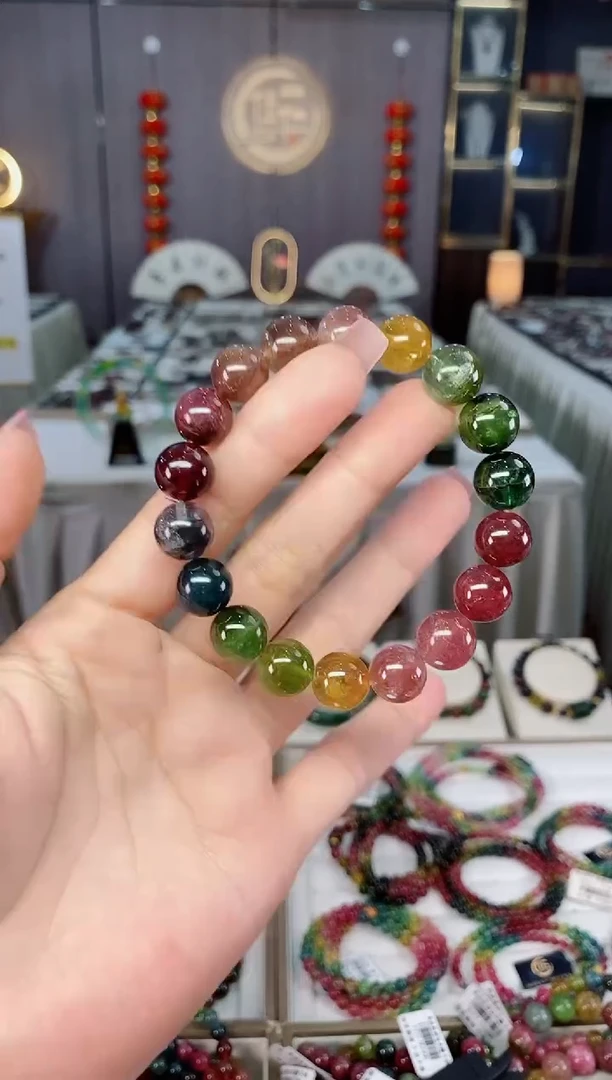 未镶嵌收藏级老矿碧玺单圈手串11mm+碧玺hon多样性发一条