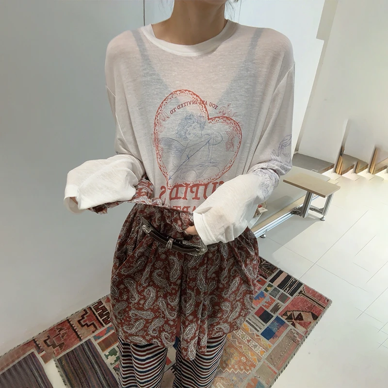 河岸家SELALAGU×OITMMTIO丘比特派对宽松防晒罩衫长袖T恤25春夏