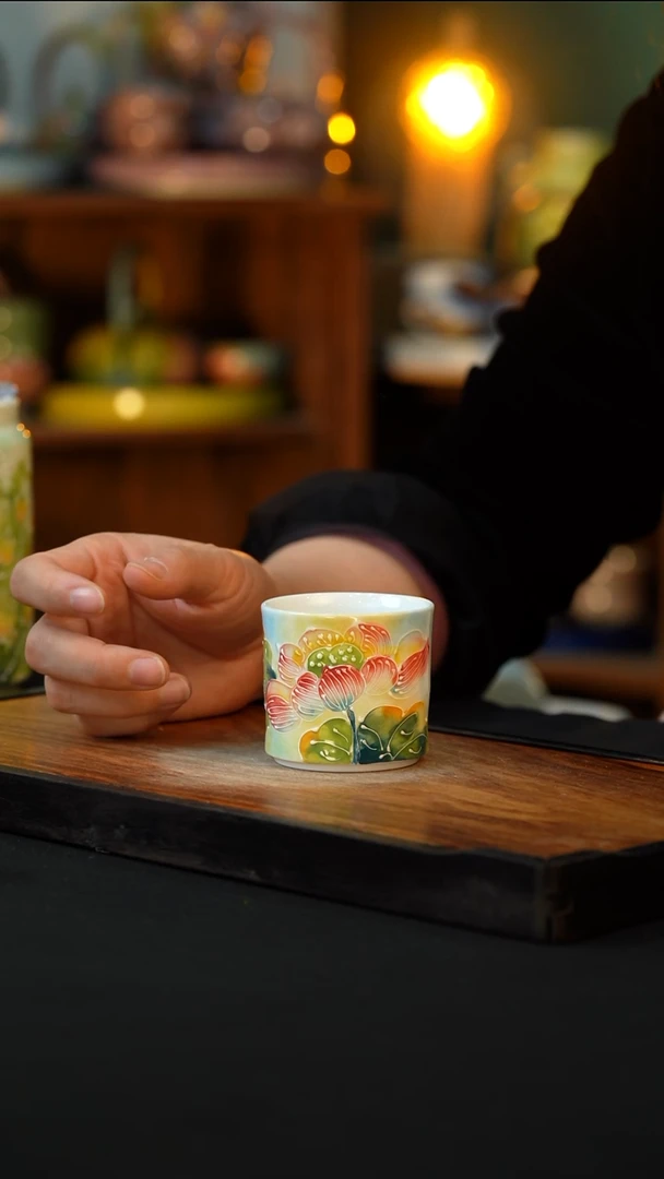 杯手绘心瓷陶瓷浮力