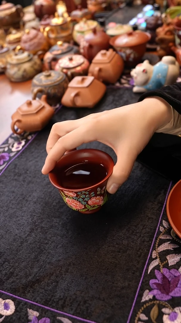 茶壶紫砂牡丹主人杯