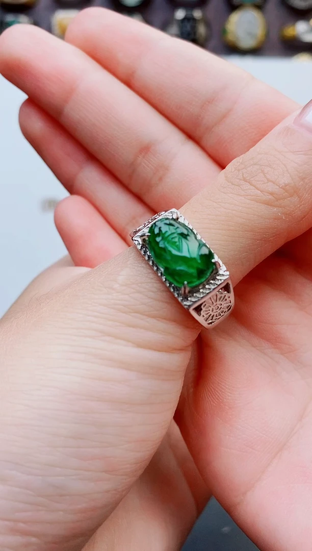 未镶嵌戒指翡翠用****0天然翡翠男戒