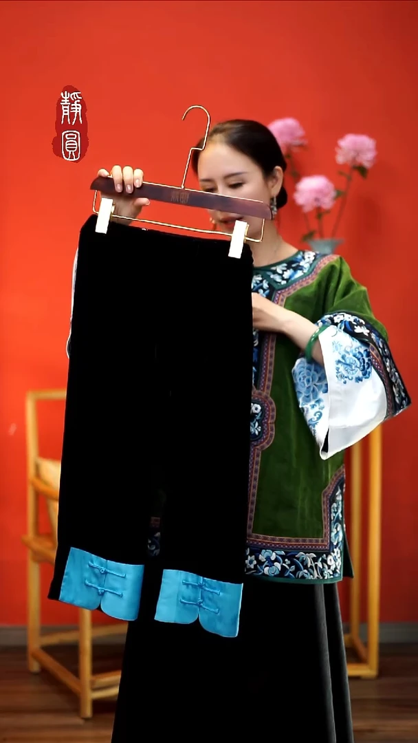 织绣非遗苏绣手工【宝宝丝绒裤】S码