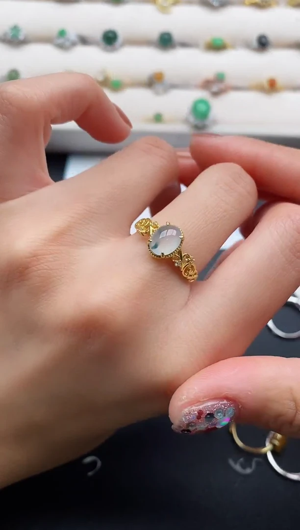 银S925镶嵌戒指翡翠77777777+10