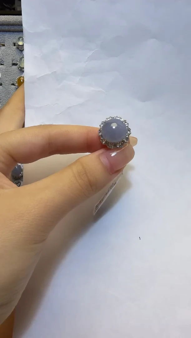 银S925镶嵌戒指翡翠925银镶缅甸A货翡翠戒指