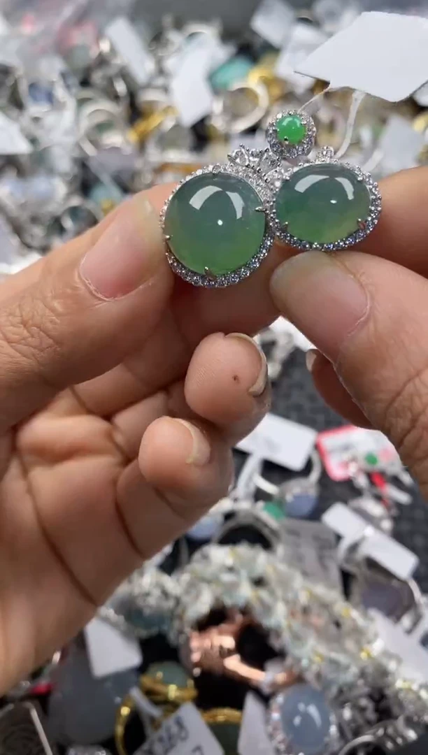 银S925镶嵌戒指翡翠222---8