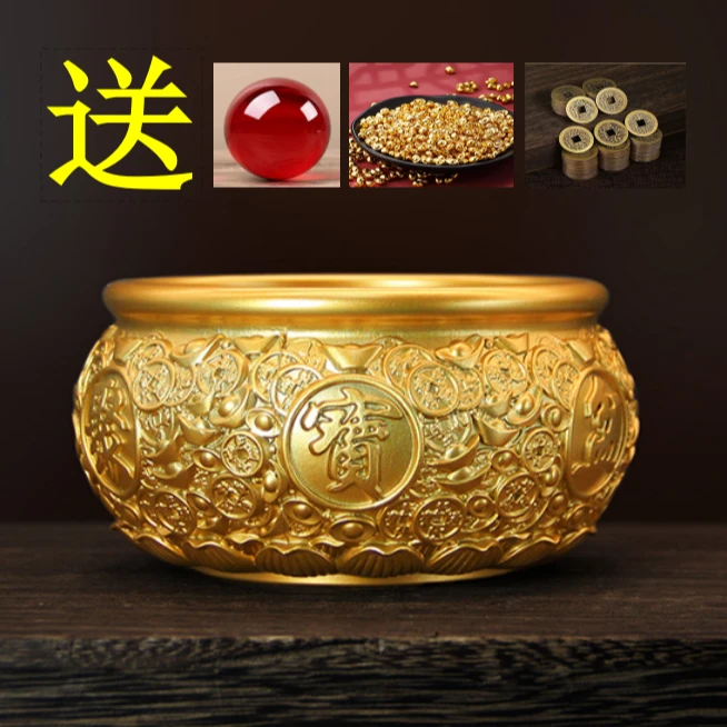 师傅推荐《12#钱币聚宝盆》 直径13cm收银台家用招米纯黄铜摆件