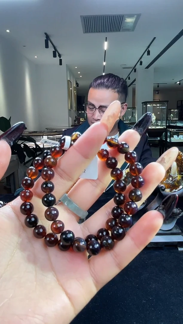 琥珀颈饰未镶嵌缅甸琥珀紫罗兰手串多样性发其一