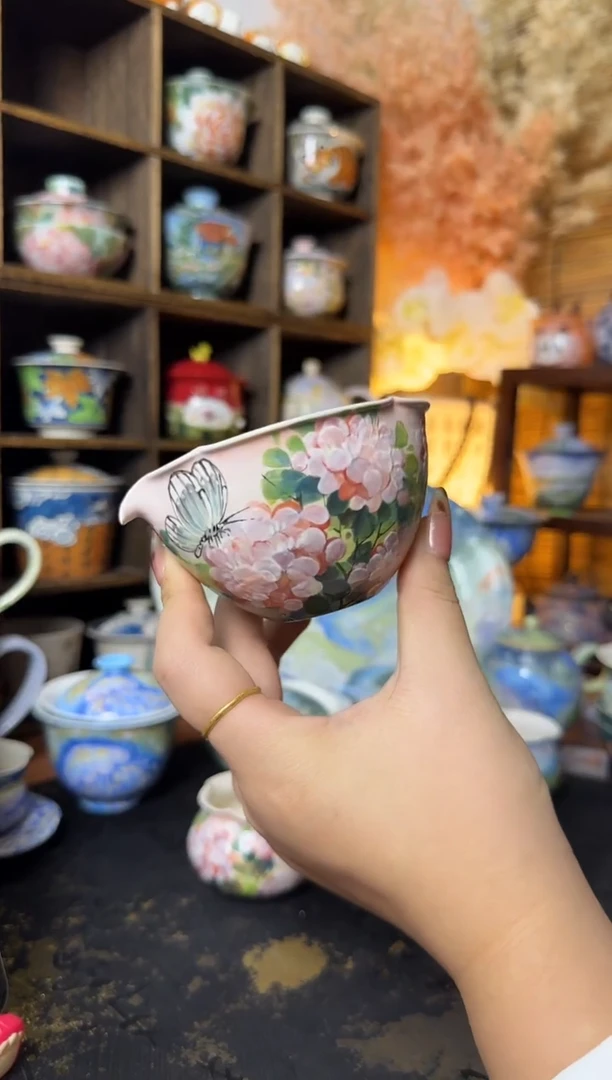 石一紫薇花花口公道杯