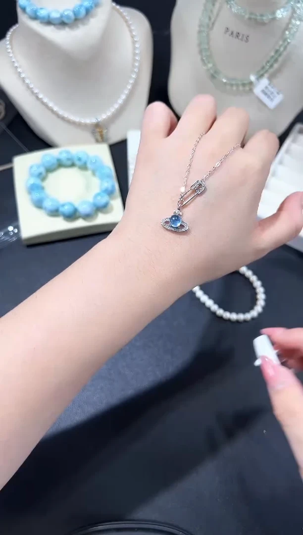 合金颈饰海蓝宝石50u多样性发其一【1条】默认微瑕