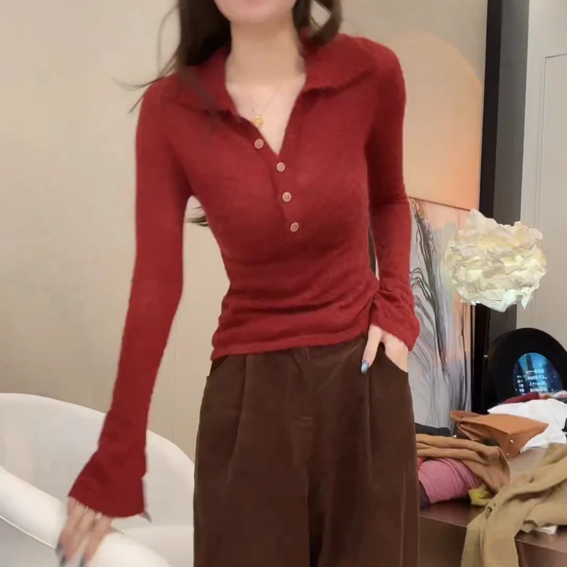 2025秋冬设计感翻领显瘦套头百搭针织衫女LK2507236