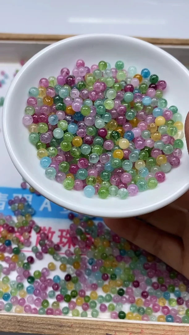 散珠未镶嵌碧玺E517 新 小灯泡碧玺4mm50颗6.8元