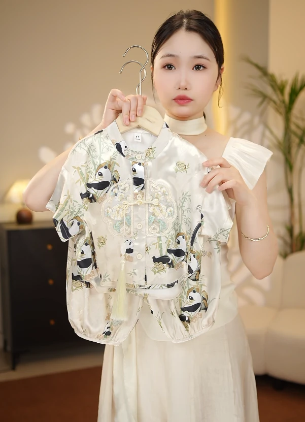 【JD】夏季2025儿童新款潮流新中式古风汉服薄款套装39837