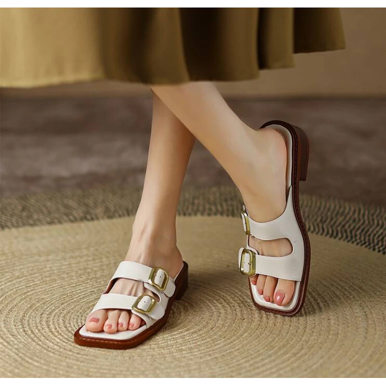 李大龙~牛皮3公分/春秋季新款气质百搭时尚通勤凉鞋6059