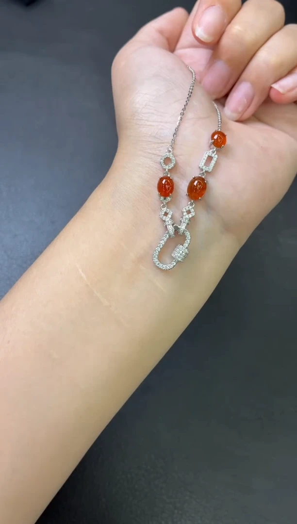 翡翠银S925镶嵌项链项链