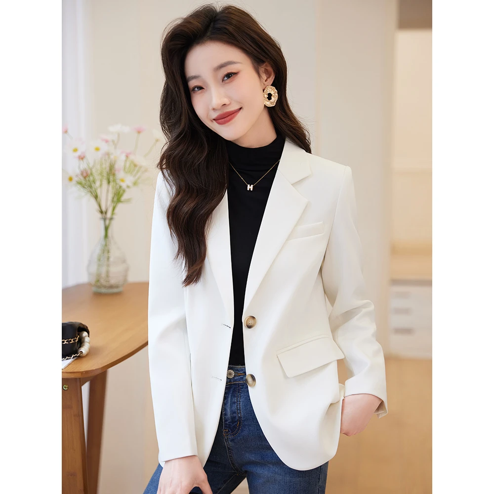 白色西装外套女春2025新款时尚韩版免烫小西服气质高级感休闲上衣