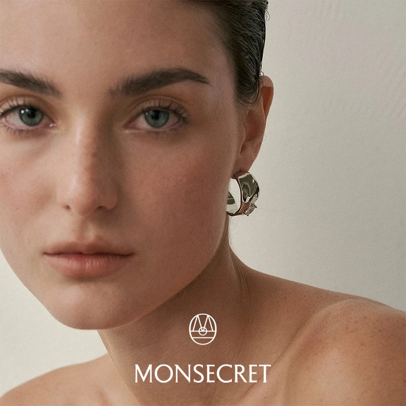 铜合金合成锆石耳饰 MONSECRET 风穴嵌钻风蚀耳环