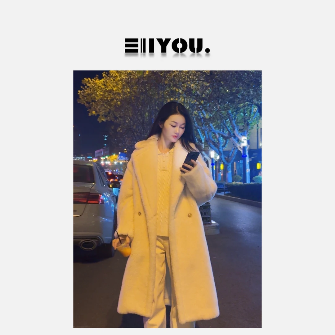 【ENYOU定制】冬装上新 羊驼毛大衣 白色泰迪外套