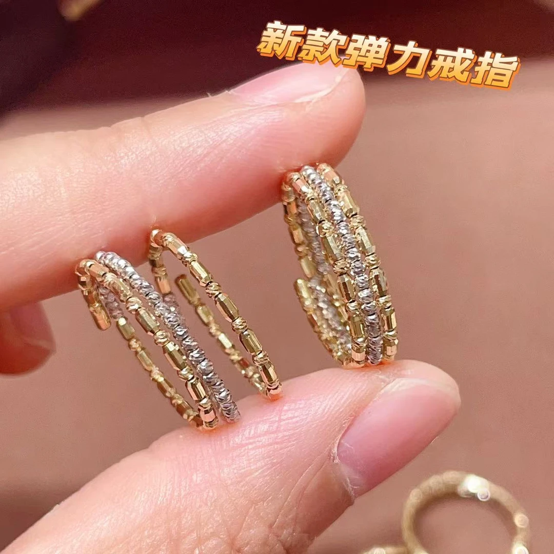 18K金进口弹力戒指爆闪 多样性发其一