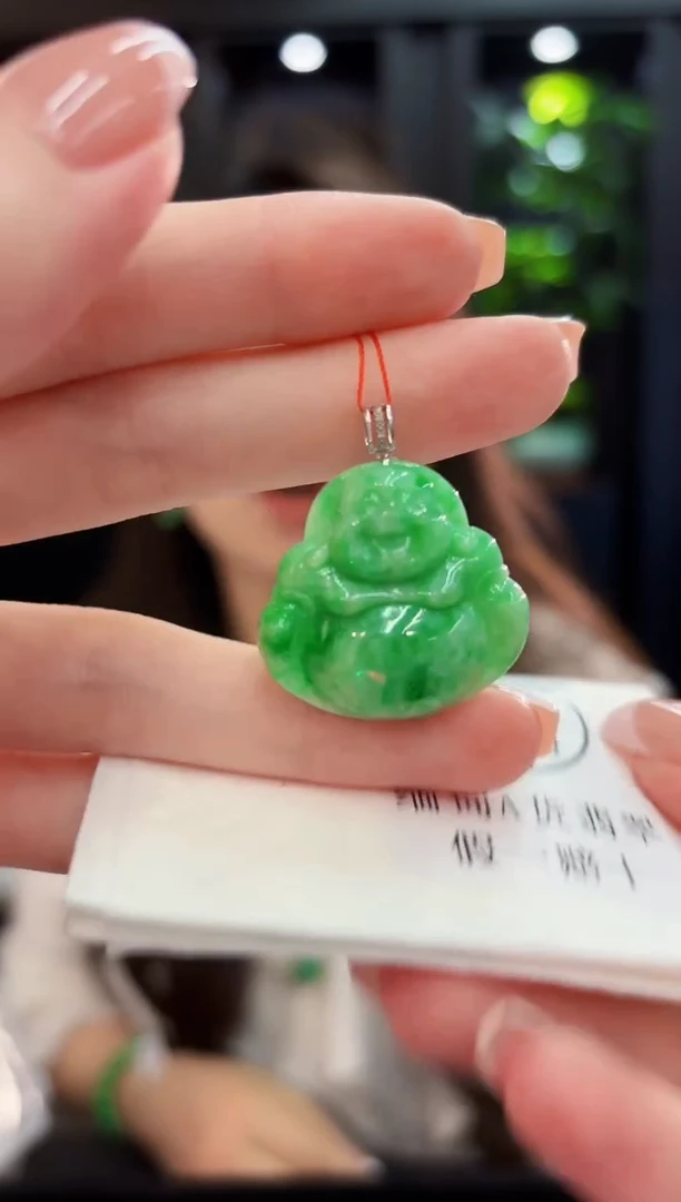 颈饰18K金镶嵌翡翠 缅料A货/支持复检/一件