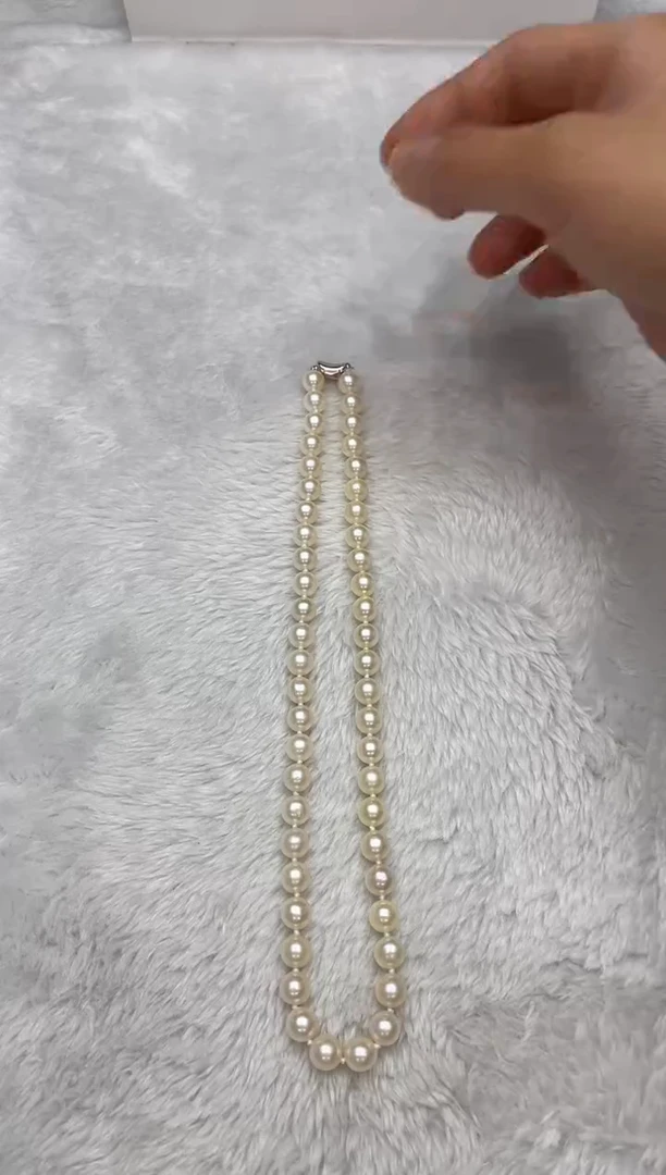 项链银S925镶嵌海水珍珠AK羽皇金8-8.5mm