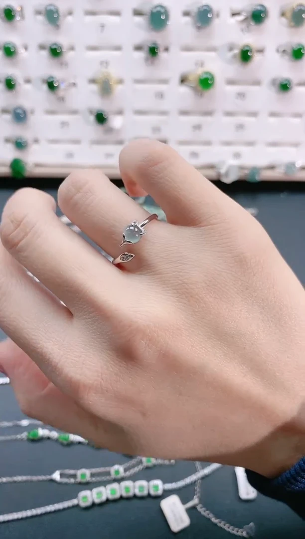 【闪购商品】翡翠戒指银S925镶嵌天然翡翠