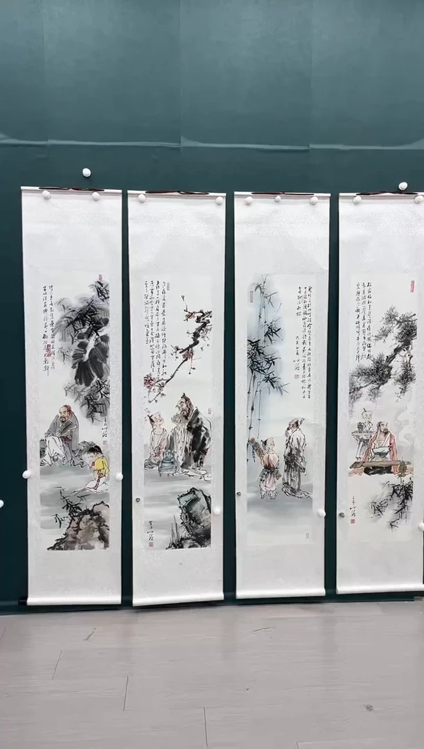 【闪购商品】绘画陈发源-16平尺-四条屏-人物