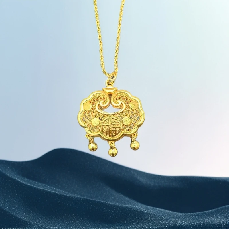 【丽姐】国潮风时尚 百搭流行合金祥云如意锁吊坠（ZL76824）赠合金链