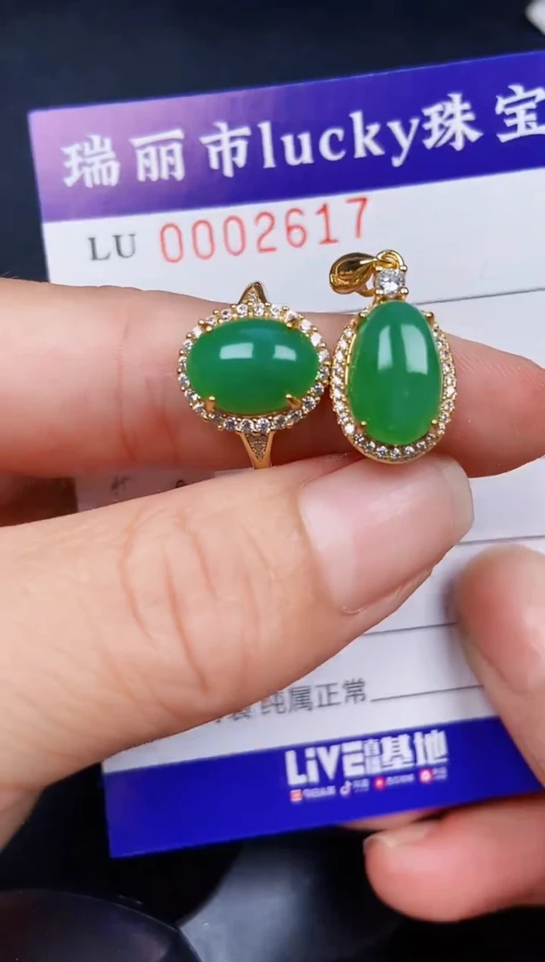 翡翠银S925镶嵌颈饰2617