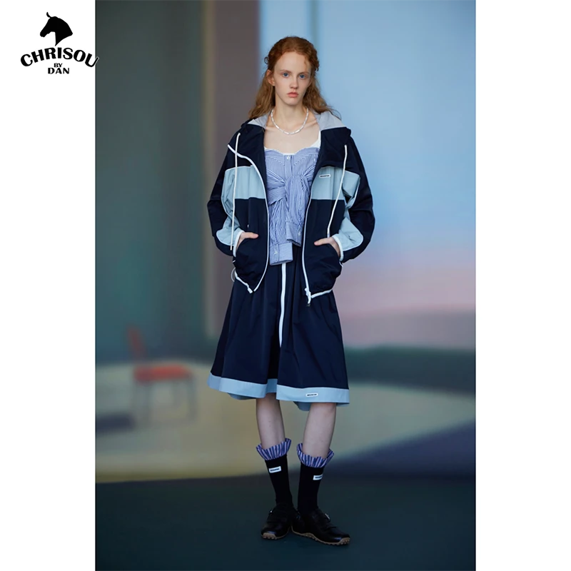 CHRISOUBYDAN欧阳丹2025春夏新款尼龙连帽休闲外套128075/76