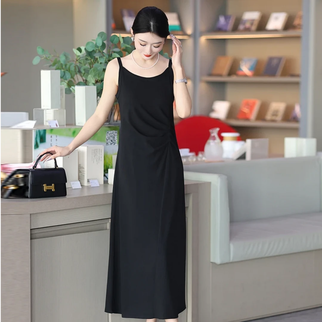 【厂家直发】百搭时尚新款垂感长款女士高级感显瘦连衣背心裙