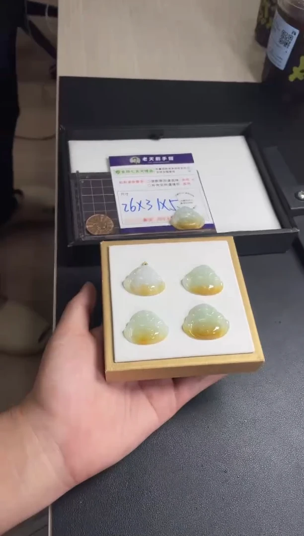 翡翠挂件18K金镶嵌佛公FL18/多样性发其一CP配绳