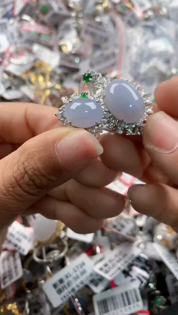 银S925镶嵌戒指翡翠10     2