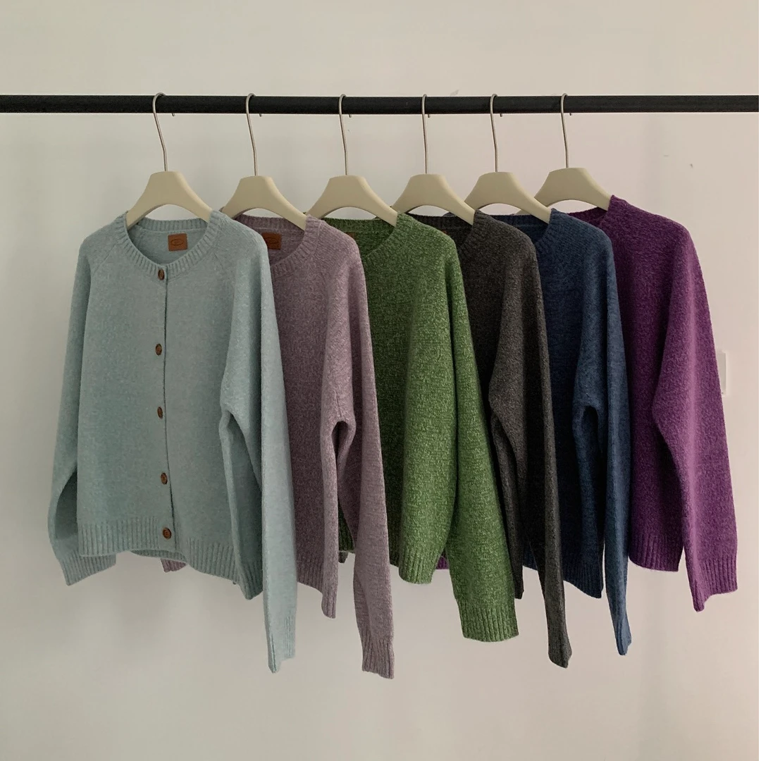 【锦衣服饰】CXM 23043韩系百搭排扣长袖圆领针织开衫