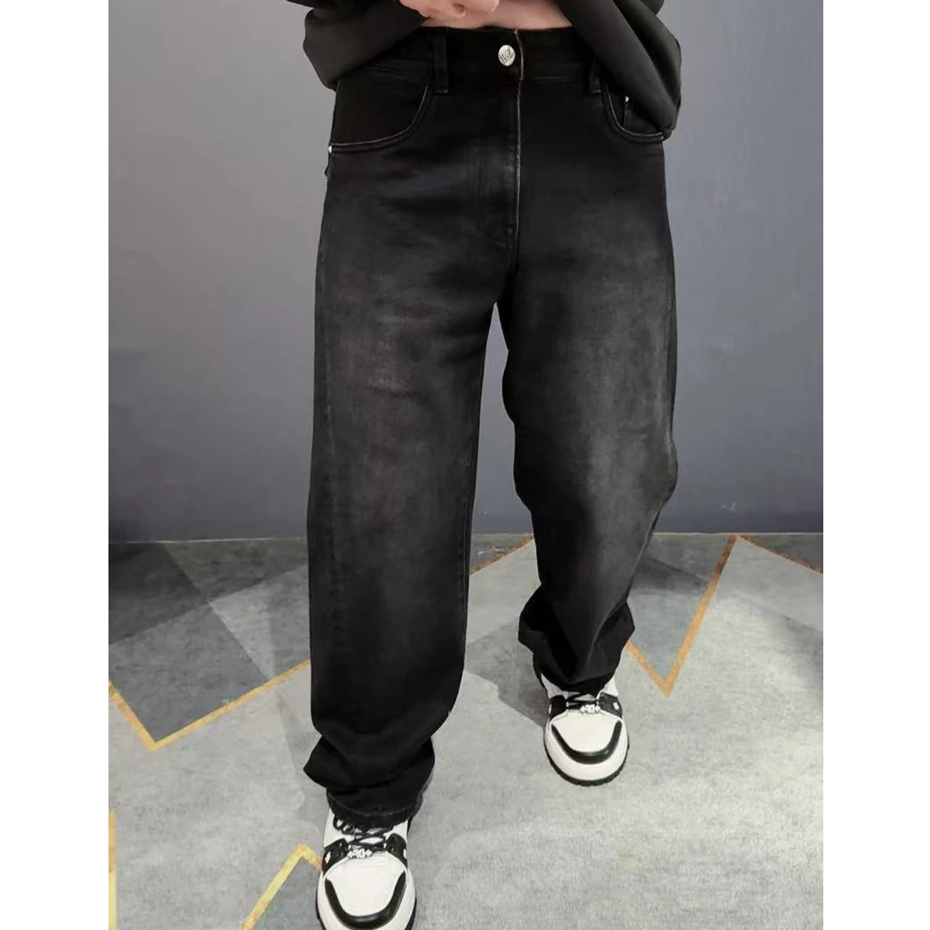 正品迪卡里奥费雷秋冬潮流痞帅阔腿牛仔裤休闲时尚百搭男装裤子
