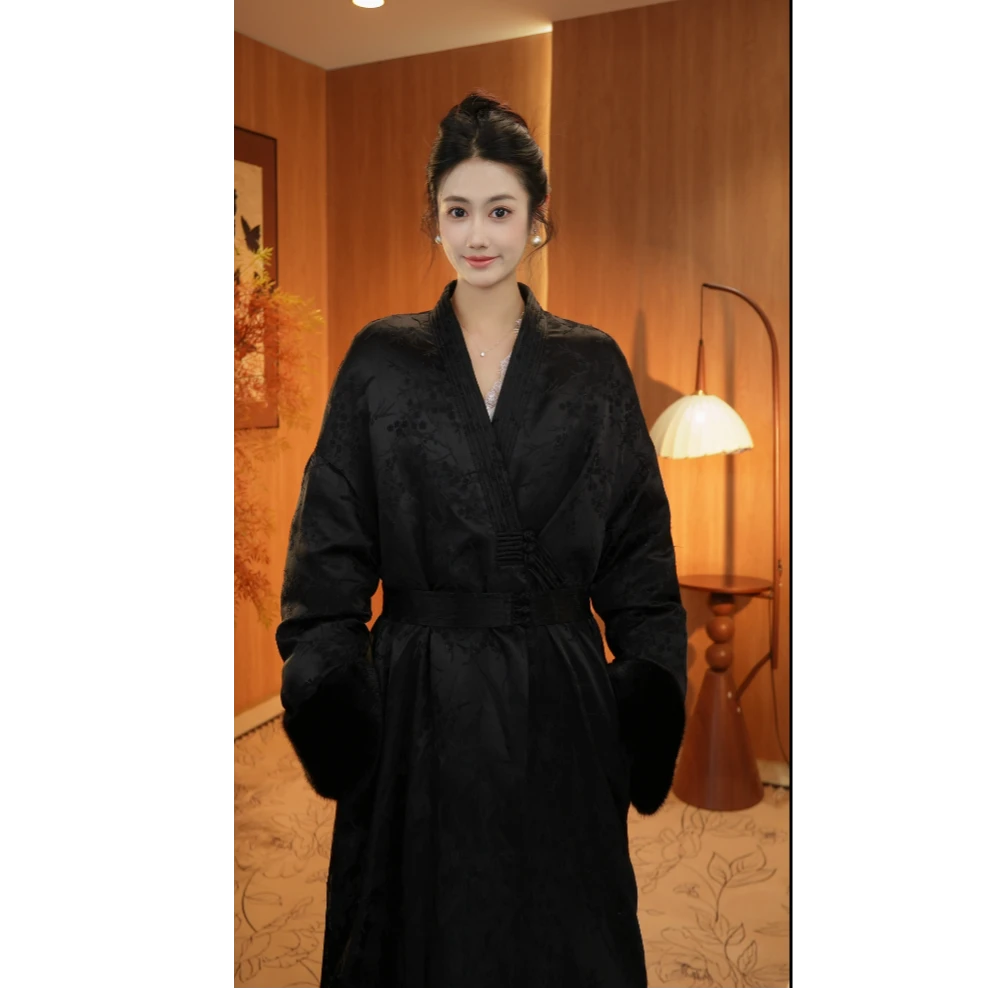 【浮雕锦】新中式老钱风重工织锦中长版外套2024d1822小禹-大女王仓