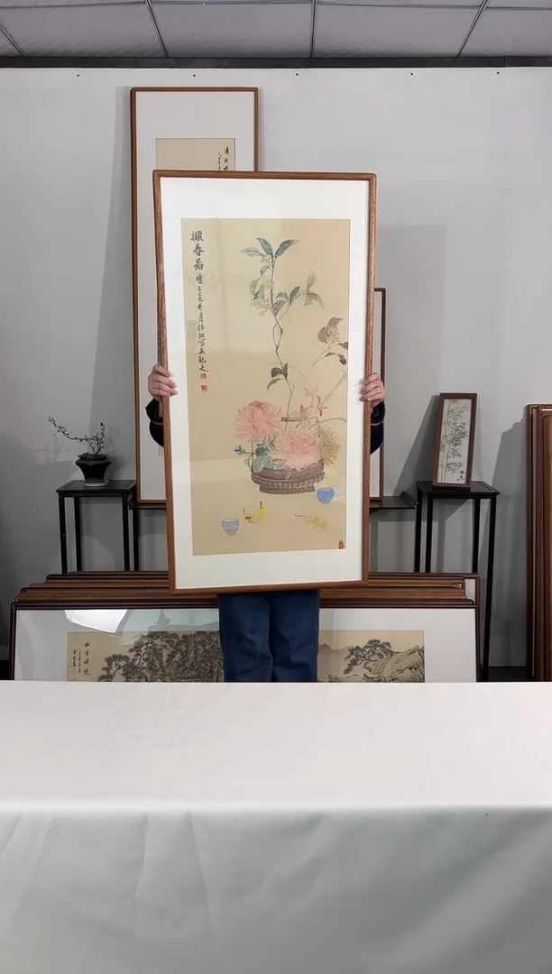 国画手绘*携春图*62*122cm