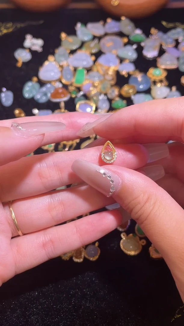 吊坠(不含链)银S925镶嵌翡翠天然a货翡翠