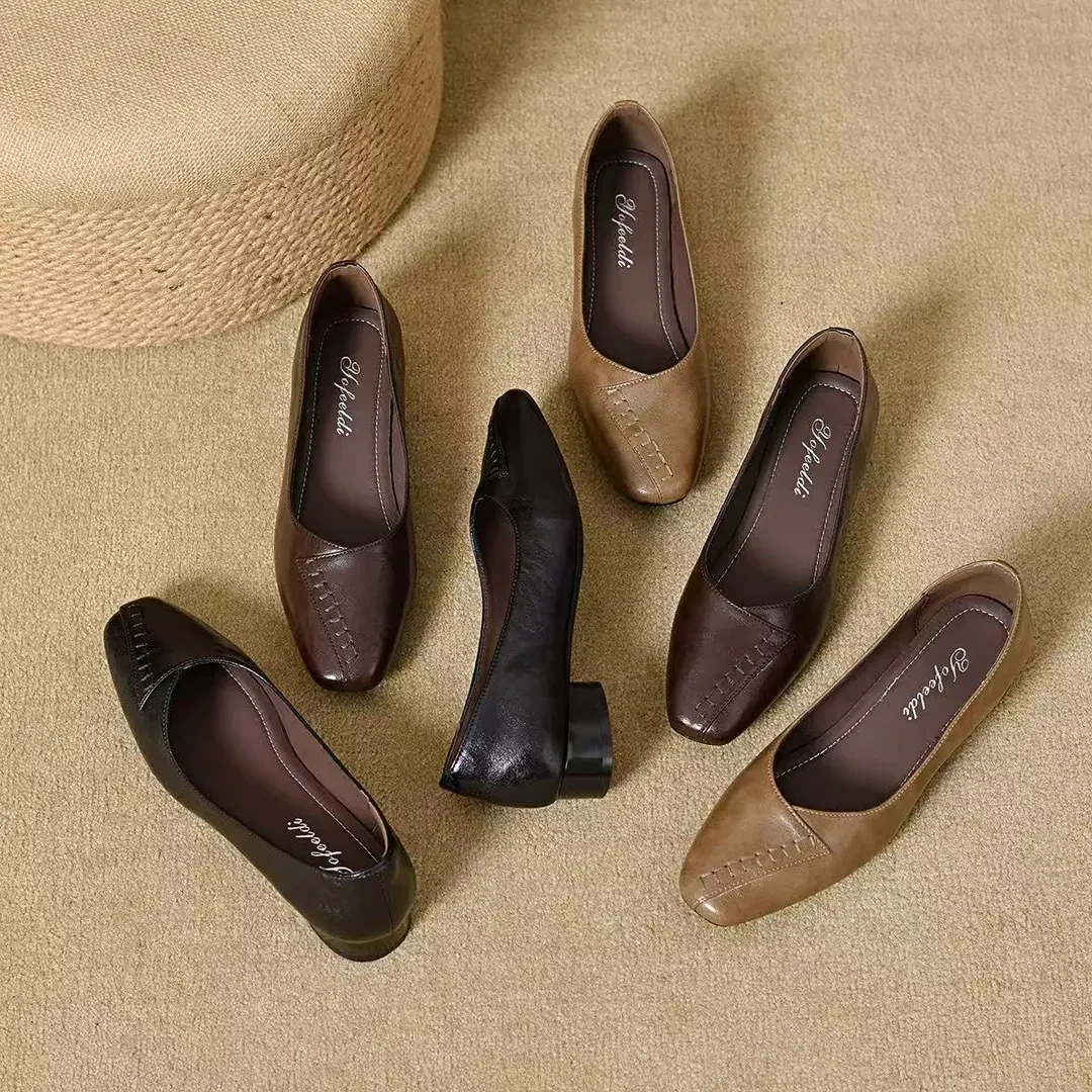 单鞋女2025新款春夏浅口鞋软底软面舒适低跟鞋子气质百搭女鞋2218