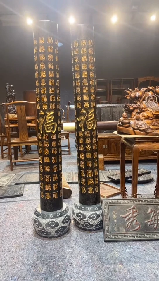 木珍藏老货..紫檀..百福柱
