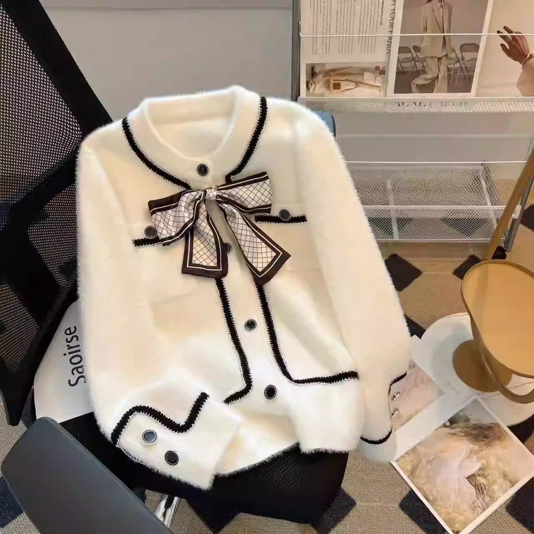 秋季气质名媛针织毛衣外套2024年新款女装秋装网红针织开衫小香风