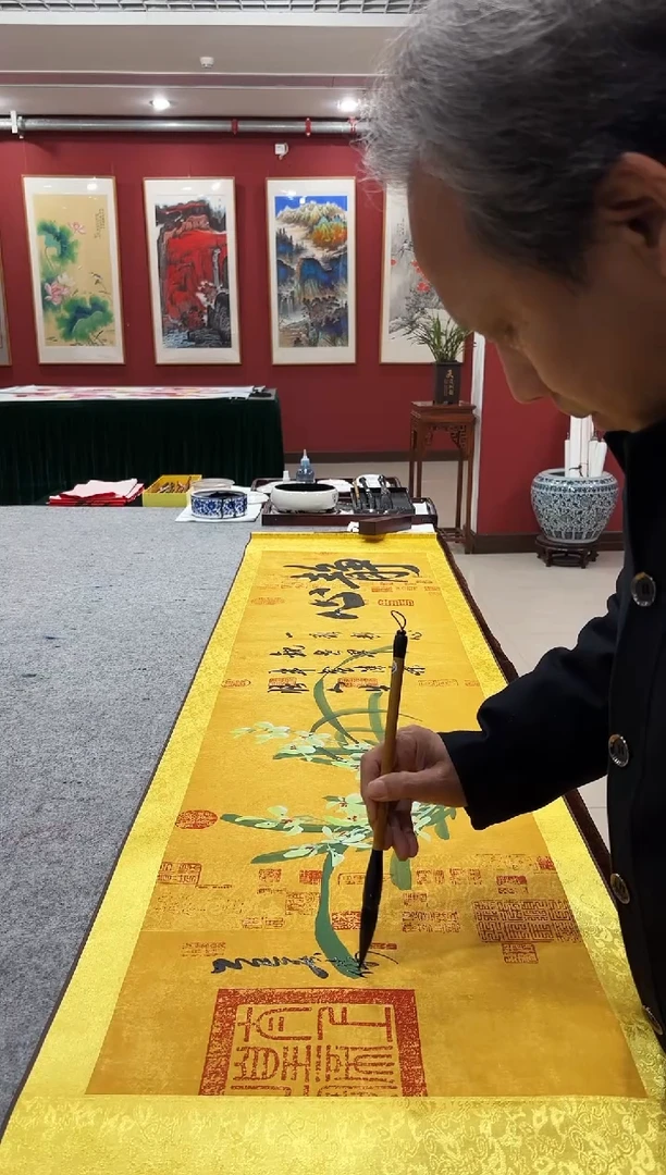 国画《静心兰花》50*200厘米卷轴软裱