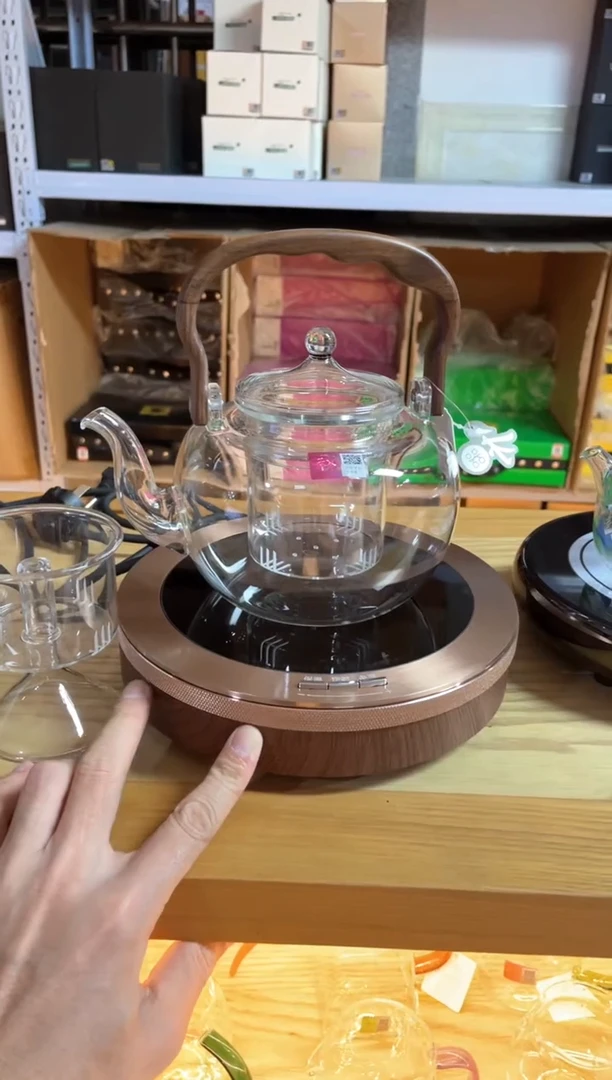 茗凤祥x5电陶炉胡桃木+山雅壶透明