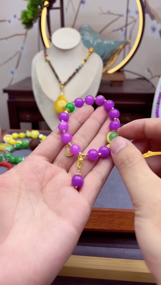 【闪购商品】翡翠手链14K金镶嵌s220````