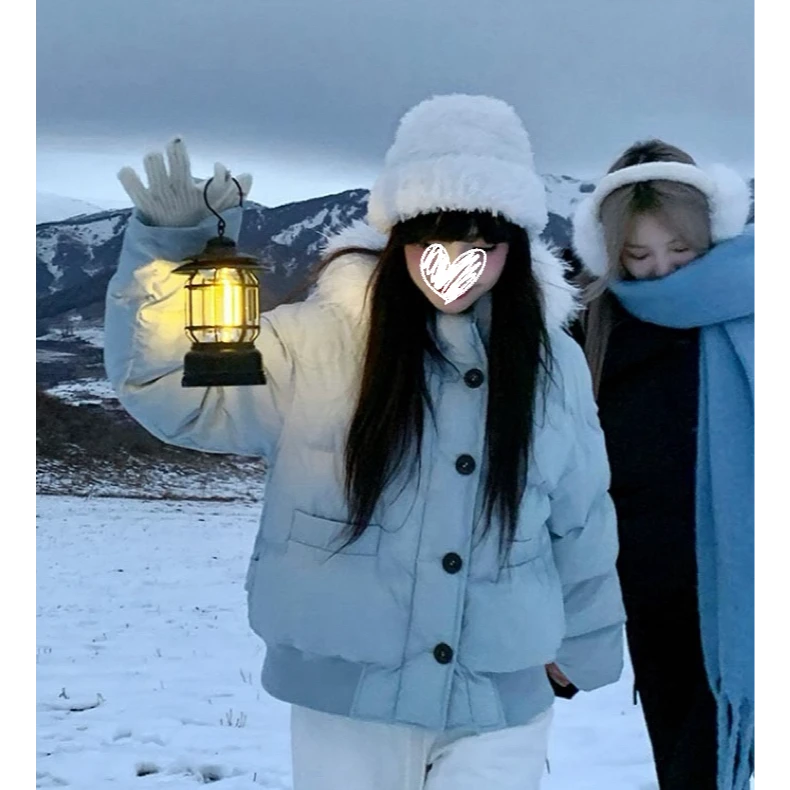 【现货】冬季大毛领面包棉服防风保暖连帽小个子加厚棉衣外套