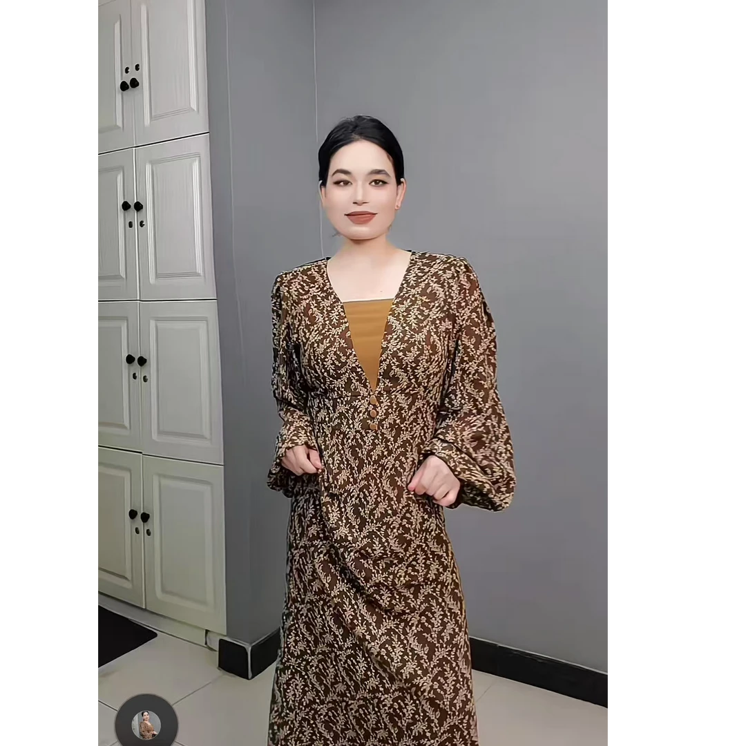 8827【包邮】新款时尚灯笼袖气质女装连衣裙