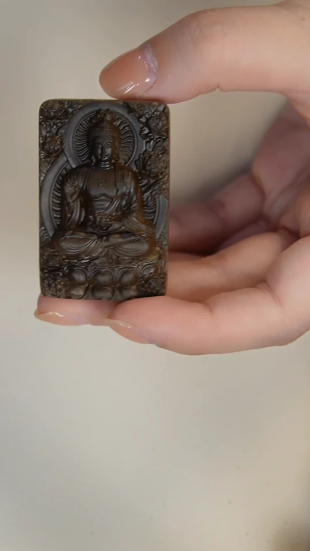 【闪购商品】檀香木无事牌阴沉老山檀大日如来