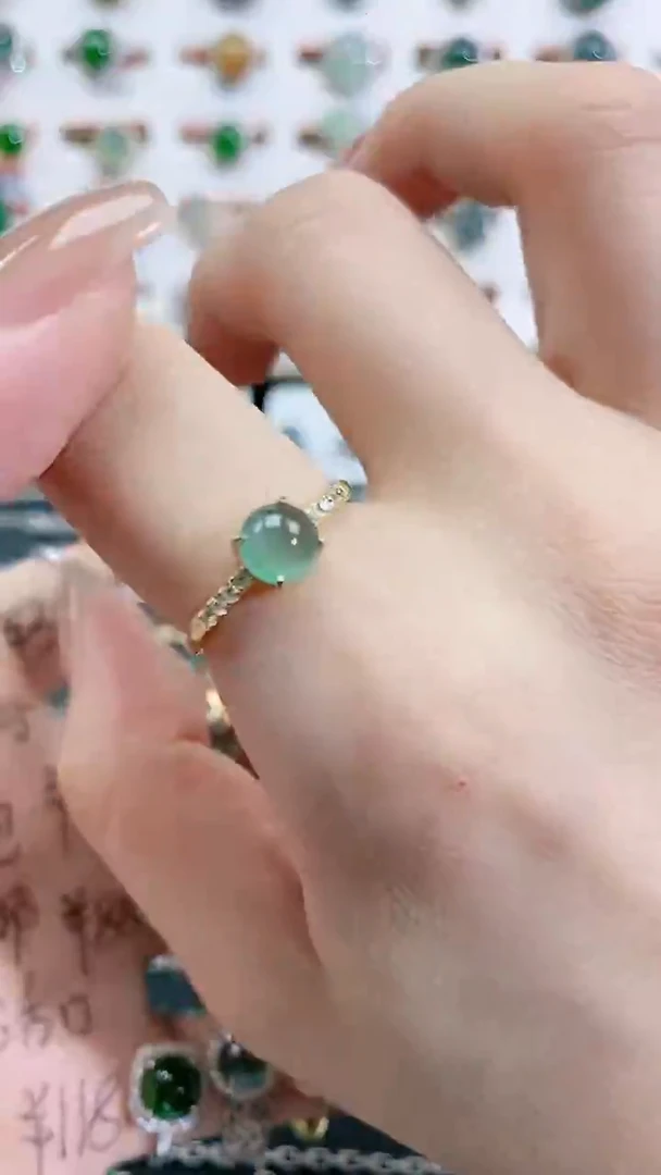 银S925镶嵌戒指翡翠天然翡翠