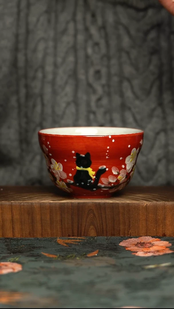 杯釉下彩手工手绘同款陶器